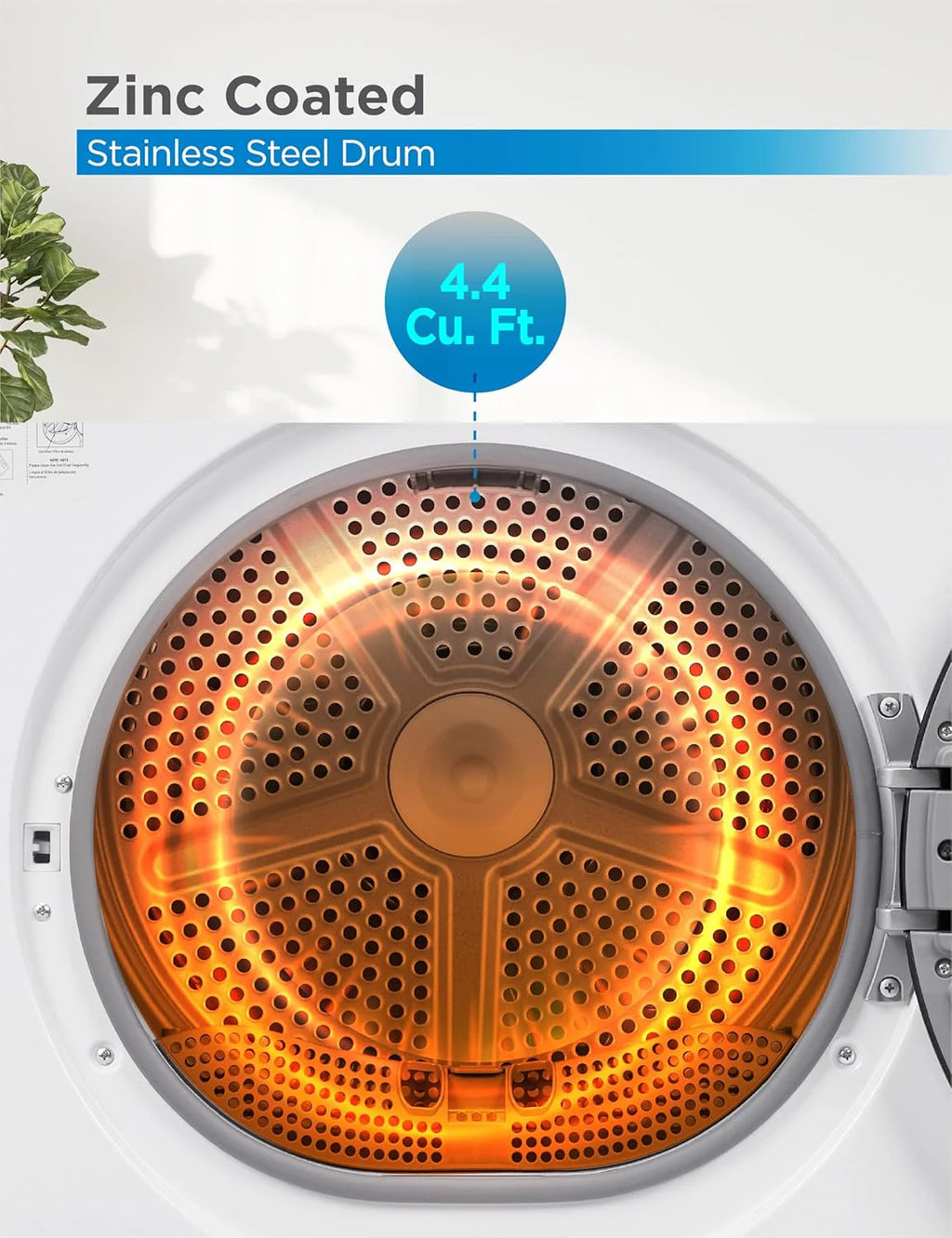 Compact Clothes Dryer, 1.5 Cu. Ft. 850W Electric Dryer, 120V Vented Portable Dryer with Stainless Steel Drum, for 5.5 lbs. of clothing for Standard Wall Outlet