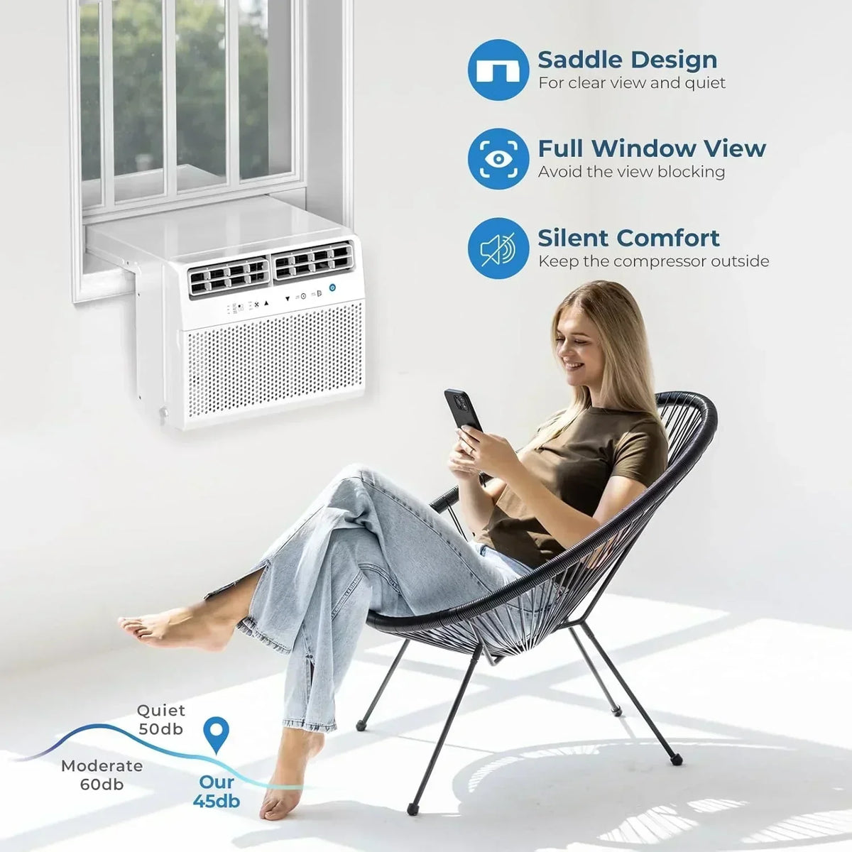 Antarctic Star U-Shaped Air Conditioner Window 12000BTU Ultra Quiet Window Air Conditioner Cools