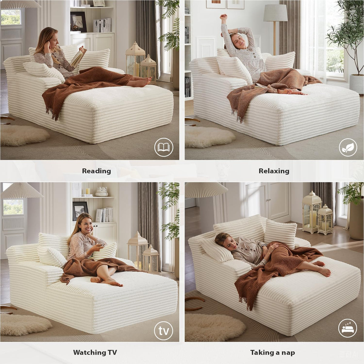 50-inch indoor recliner, oversized corduroy upholstered boneless sofa bed, deep sleeper sofa reading chair, cloud sofa, living room sofa