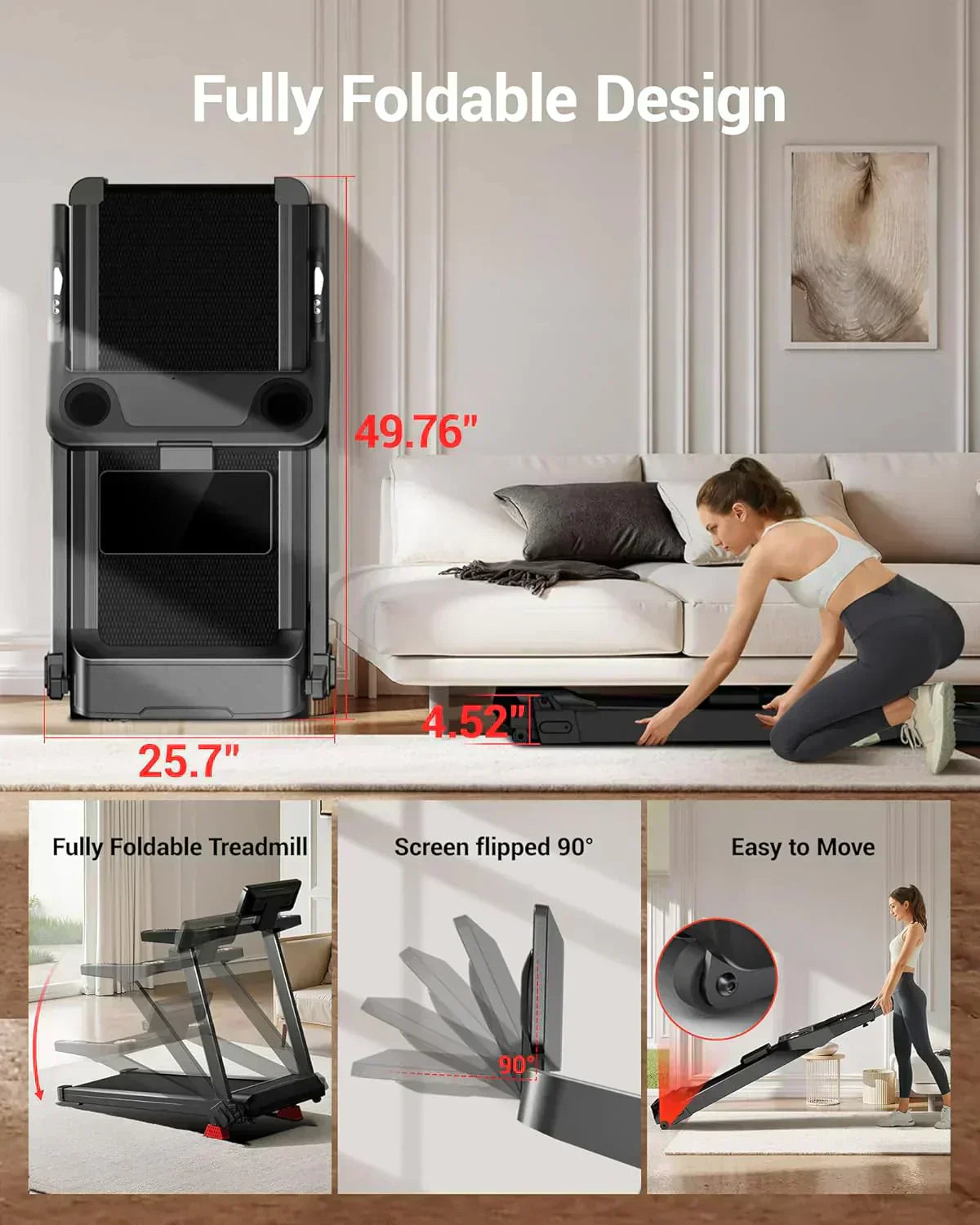 UMAY household folding tilt treadmill with heart rate sensor Low noise