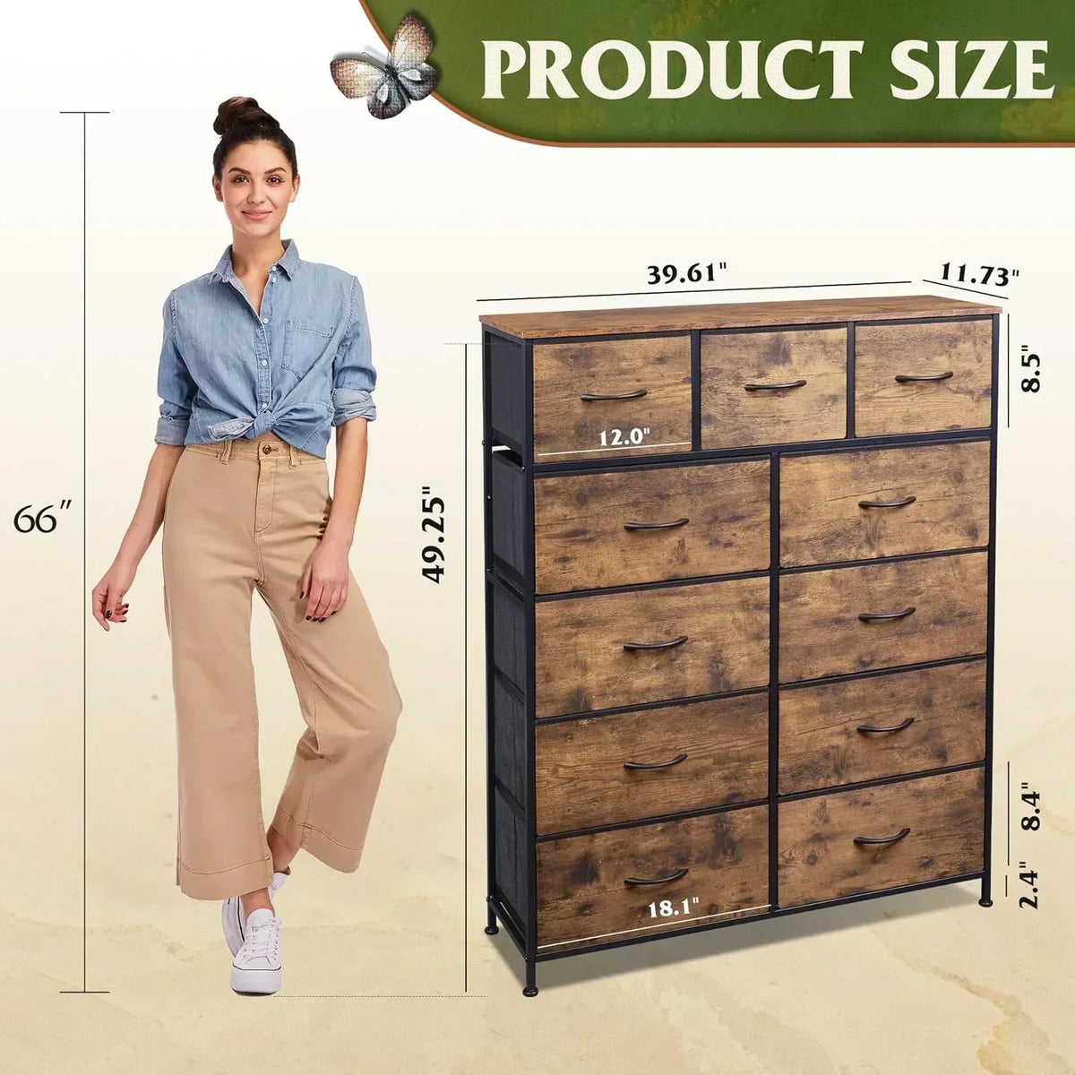 Storage Organizer Unit 11 Fabric Bins Storage Drawers Organizer Steel Frame Tall Storage Tower