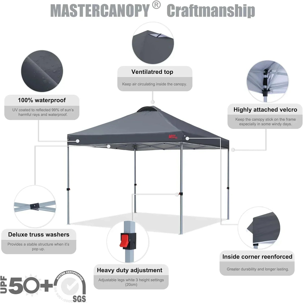 Durable Pop-up Canopy Tent with Roller Bag (10x10 Black)