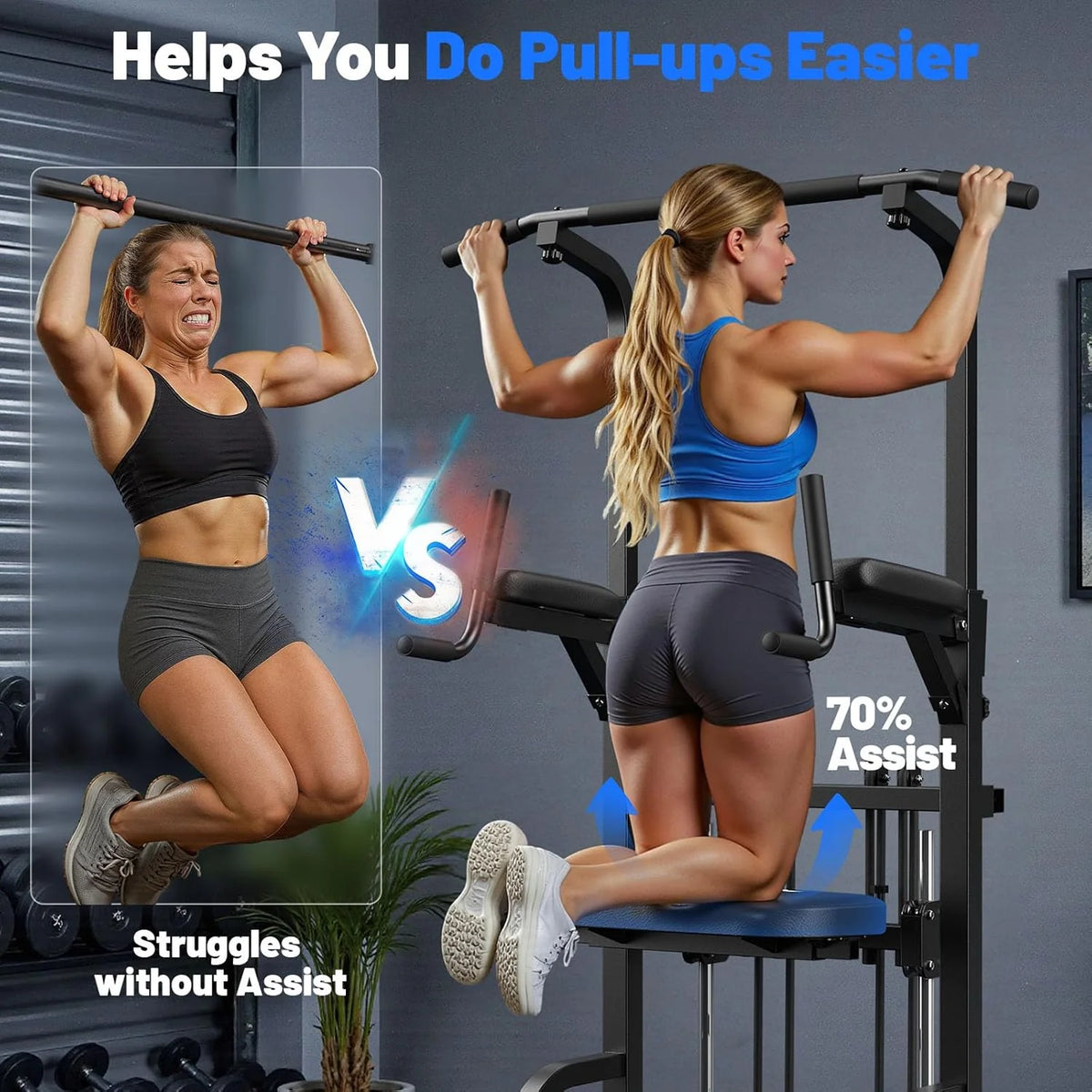 Sportsroyals Power Tower Pulp Up Bar Station, 450 lbs stable suspended immersion tilt station
