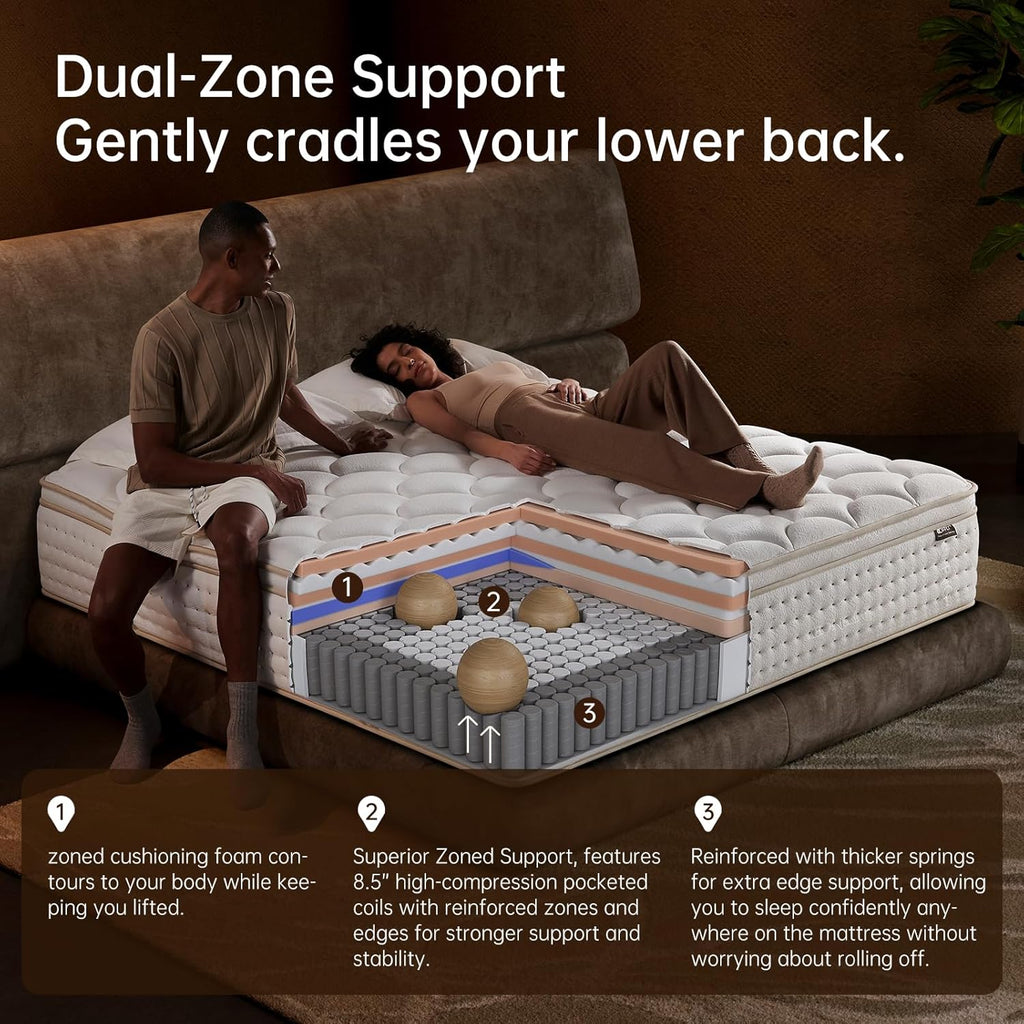Queen Mattress 12 Inch Queen Mattress in a Box with Memory Foam for Extra Lumbar Support