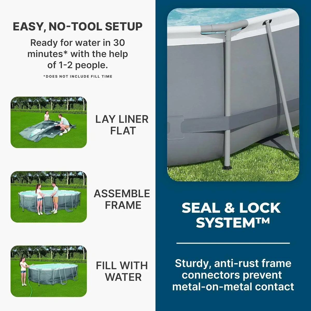 Power Steel 14' x 8'2 x 39.5 Oval Above Ground Pool Set Includes 530gal Filter Pump Ladder