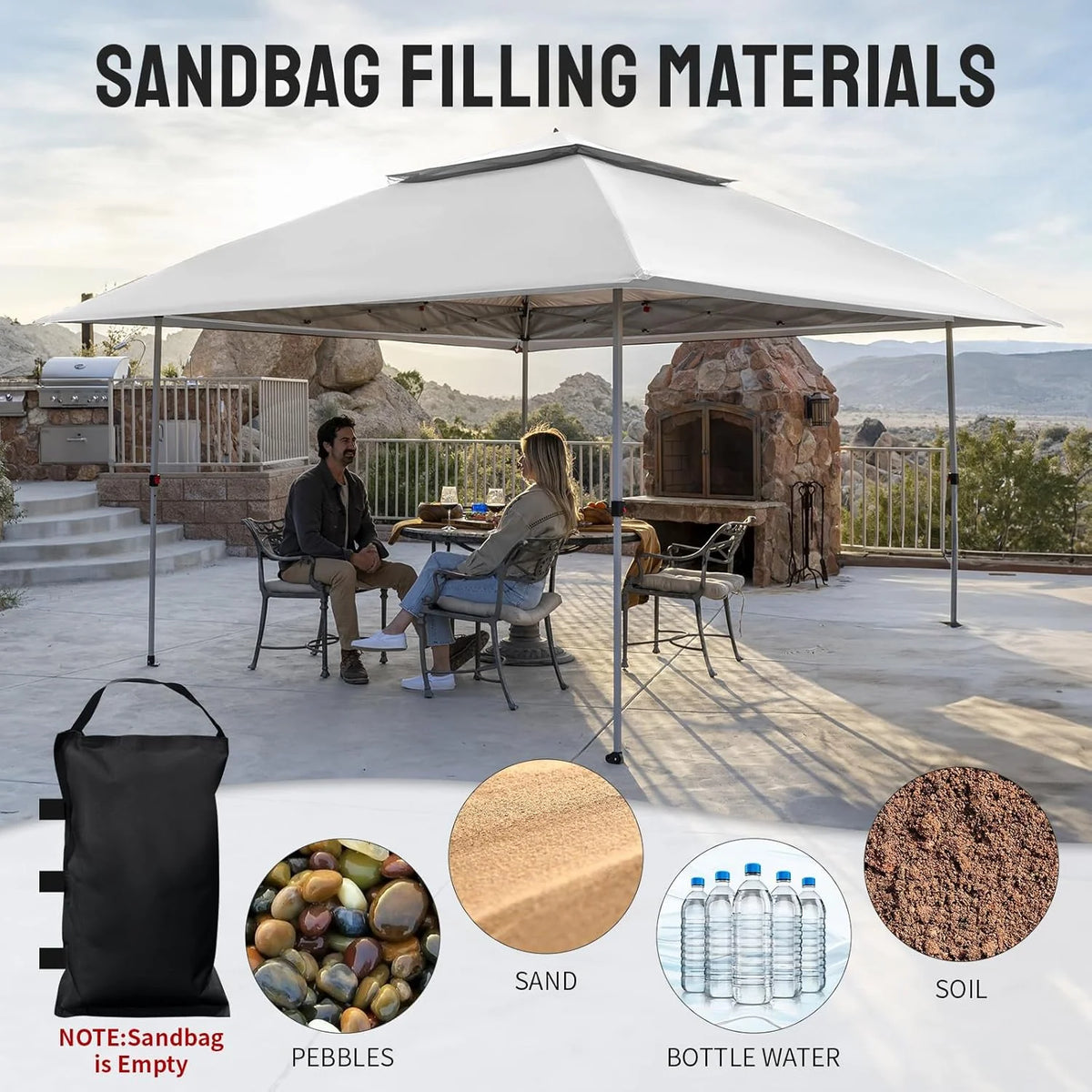 CROWN SHADES 13x13 Pop Up Gazebo, Canopy Tent, Gazebos on Clearance - Outdoor Gazebo for Backyard & Patio Furniture - Carpa Pop Up Tent with Wheeled STO-N-Go Cover Bag (White)