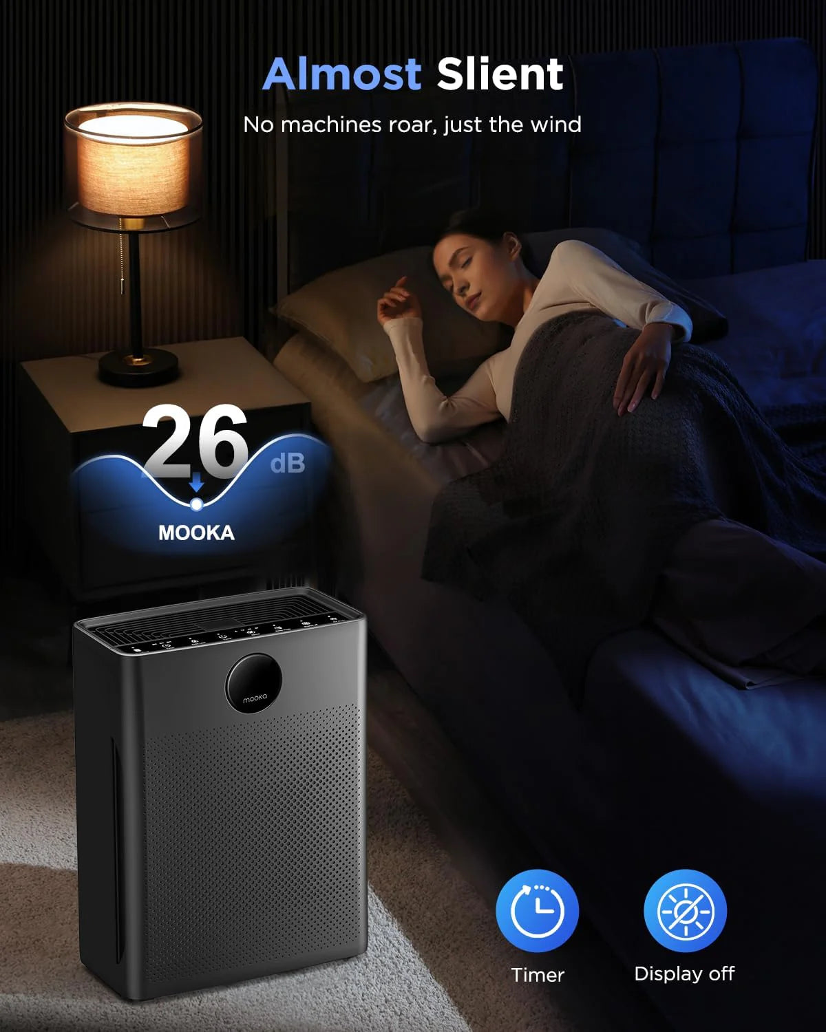 Air Purifiers for Home Large Room up to 2200sq.ft, MOOKA Air purifier for Home Pets with Washable Filter