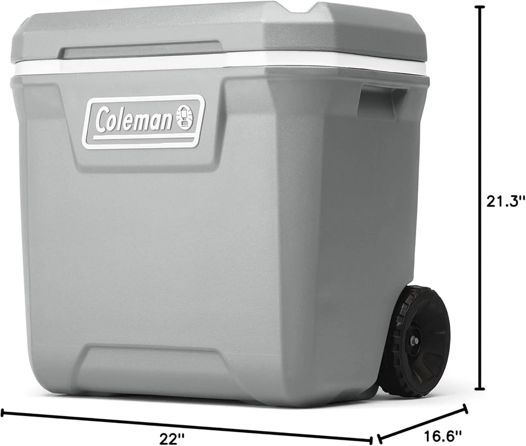 Coleman Insulated Portable Rolling Cooler with Wheels, Leak-Proof Outdoor Hard Cooler, Keeps Ice for Up to 5 Days, 100 Quart