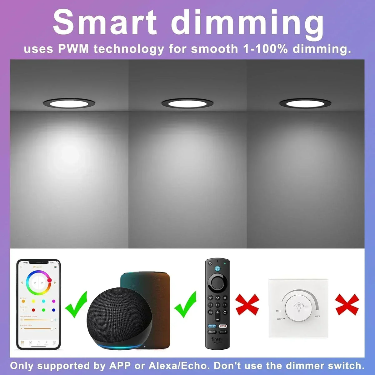 Smart Recessed Lighting 4 RGBCW Color Changing 12W LED Downlight with Junction Box