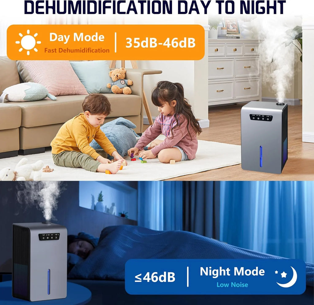 Dehumidifier,2 in 1 Humidifier Dehumidifier Combo,102 OZ Water Tank Dehumidifiers for Home Bedroom,Basement Bathroom,Auto Shut Off,Sleep Mode,7 Colors LED Light