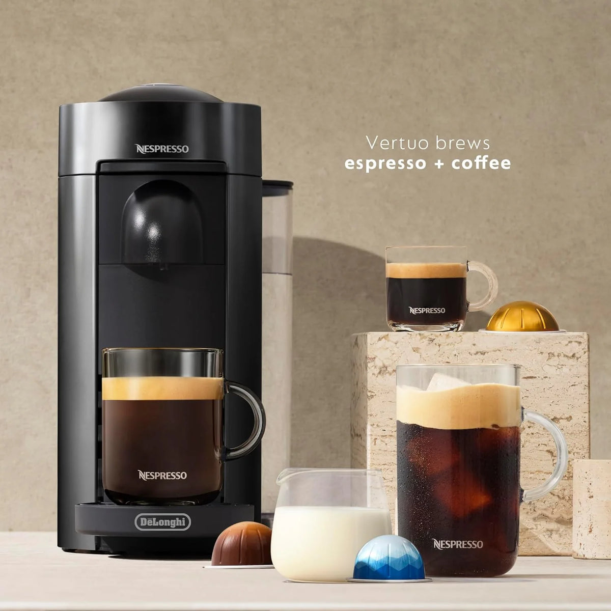 Nespresso Vertuo Plus Coffee and Espresso Maker by De'Longhi, Grey