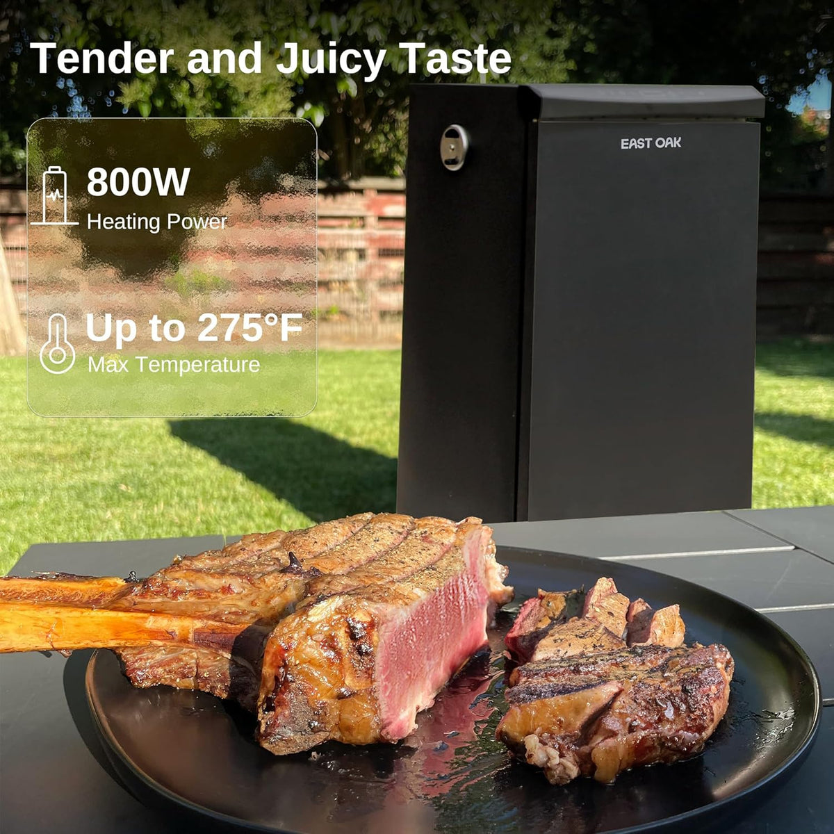 EAST OAK 30 Outdoor Electric Smoker | Built-in meat probe, smokes up to 6 times longer in a single load, side loader for uninterrupted smoking