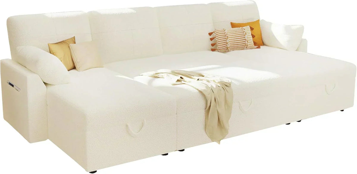 VanAcc Sofa Bed Sleeper Sofa with Storage Chaise 2 in 1 Pull Out Couch Living Room