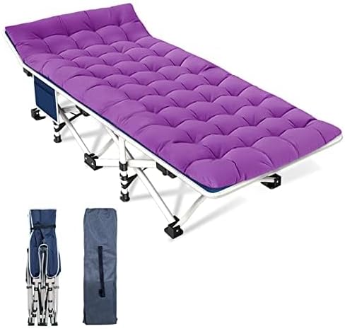 2 Pack Camping Cot with Mattress Comfortable Cot Bed Folding Cot Heavy Duty Cots for Sleeping with Carry Bag for Adults Kids Guest Bed Outdoor Indoor Home