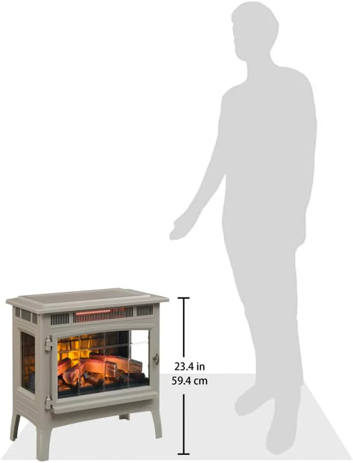 Freestanding Electric Fireplace Stove Heater with 3D Flame Effect for 1,000 Sq. Ft