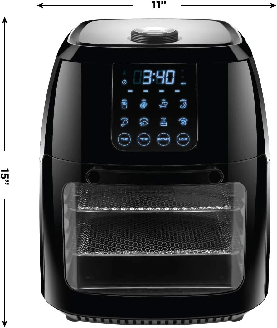 Chefman Compact 6.3-Quart Digital Air Fryer with Rotisserie, Dehydrator, and Convection Oven, 8 Touchscreen Presets
