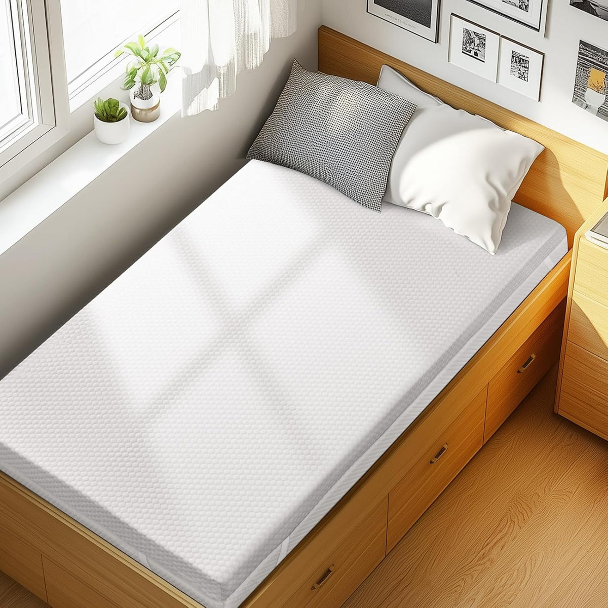 PERLECARE 3 Inch Gel Memory Foam Mattress Topper for Pressure Relief, Premium Soft Cooling Sleep, Non-Slip Design with Removable & Washable Cover, CertiPUR-US Certified - Queen