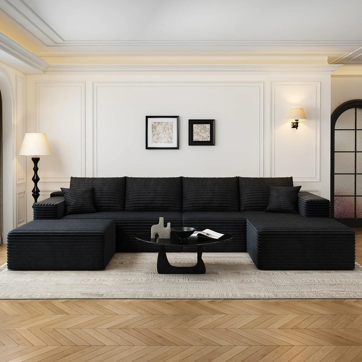 107.5 inch Cloud Modular Sectional Sofa with L-Shaped Chaise Lounge, Modern Minimalist Upholstered Sofa Deep Seating Corner Sofa
