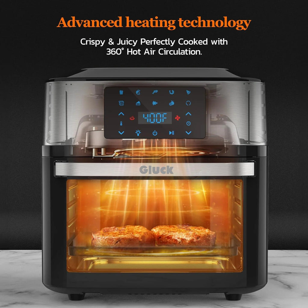 Air Fryer Oven Large 20 QT, 10-in-1 Toaster Oven Air Fryer Combo with Window for Family, Airfryer Oven with Rotisserie, 3 Dehydrating Racks, ETL Certified