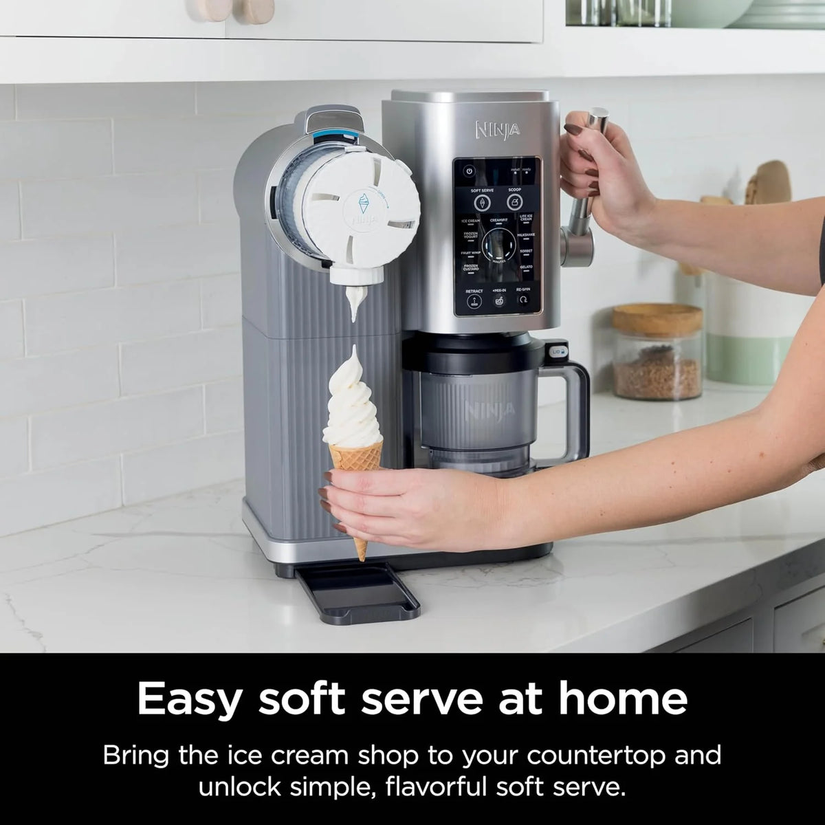 Ninja Swirl by CREAMi Ice Cream and Soft Serve Maker, Sorbet, Milkshake, Frozen Yogurt, Low Calories Program & More, 13-in-1, Soft Serve Handle, (2) CREAMi Swirl 16oz Pints, For Kids & ALL ages, NC701