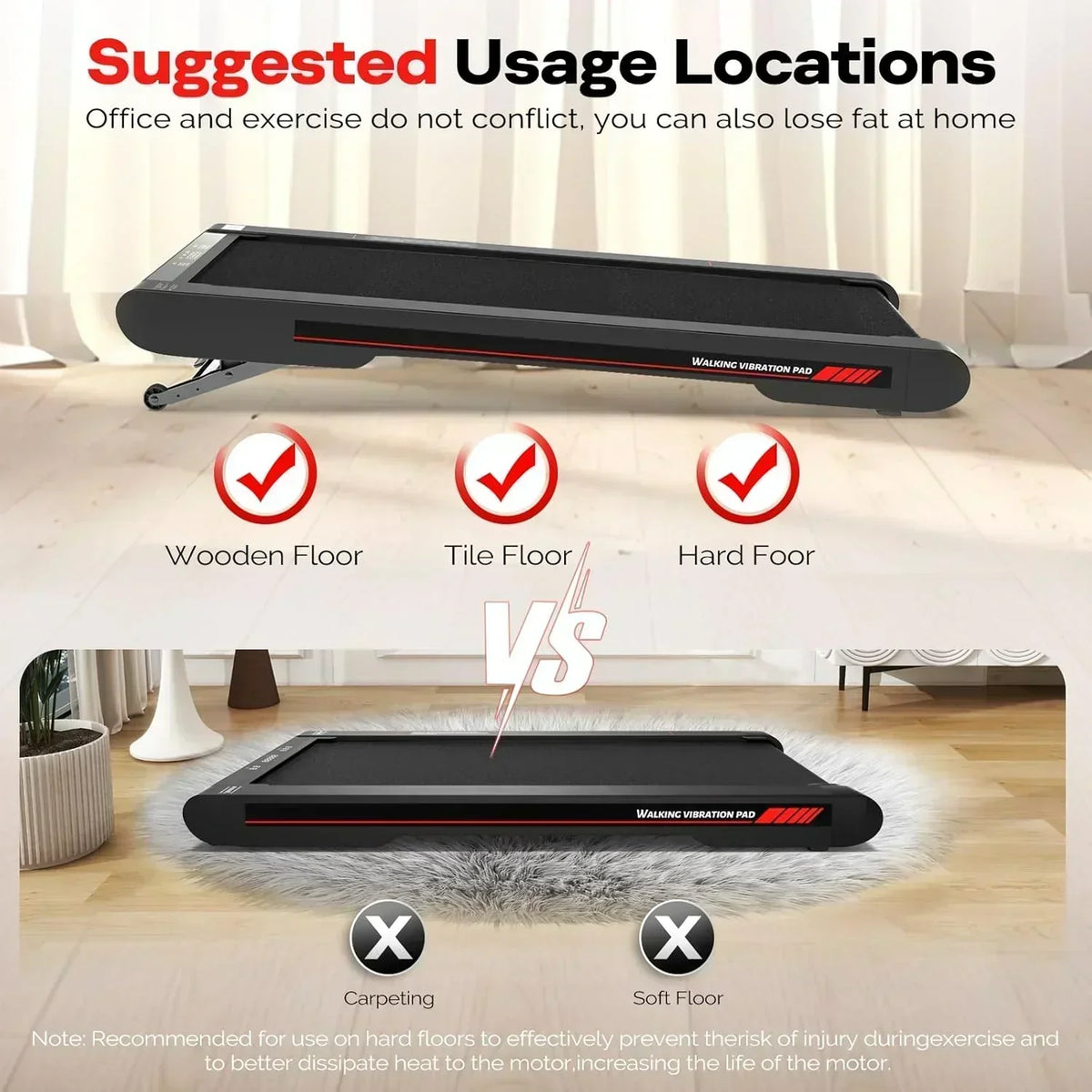 Sperax Walking Vibration Pad with APP 3 in 1 Under Desk Treadmill Walking Treadmill Pad