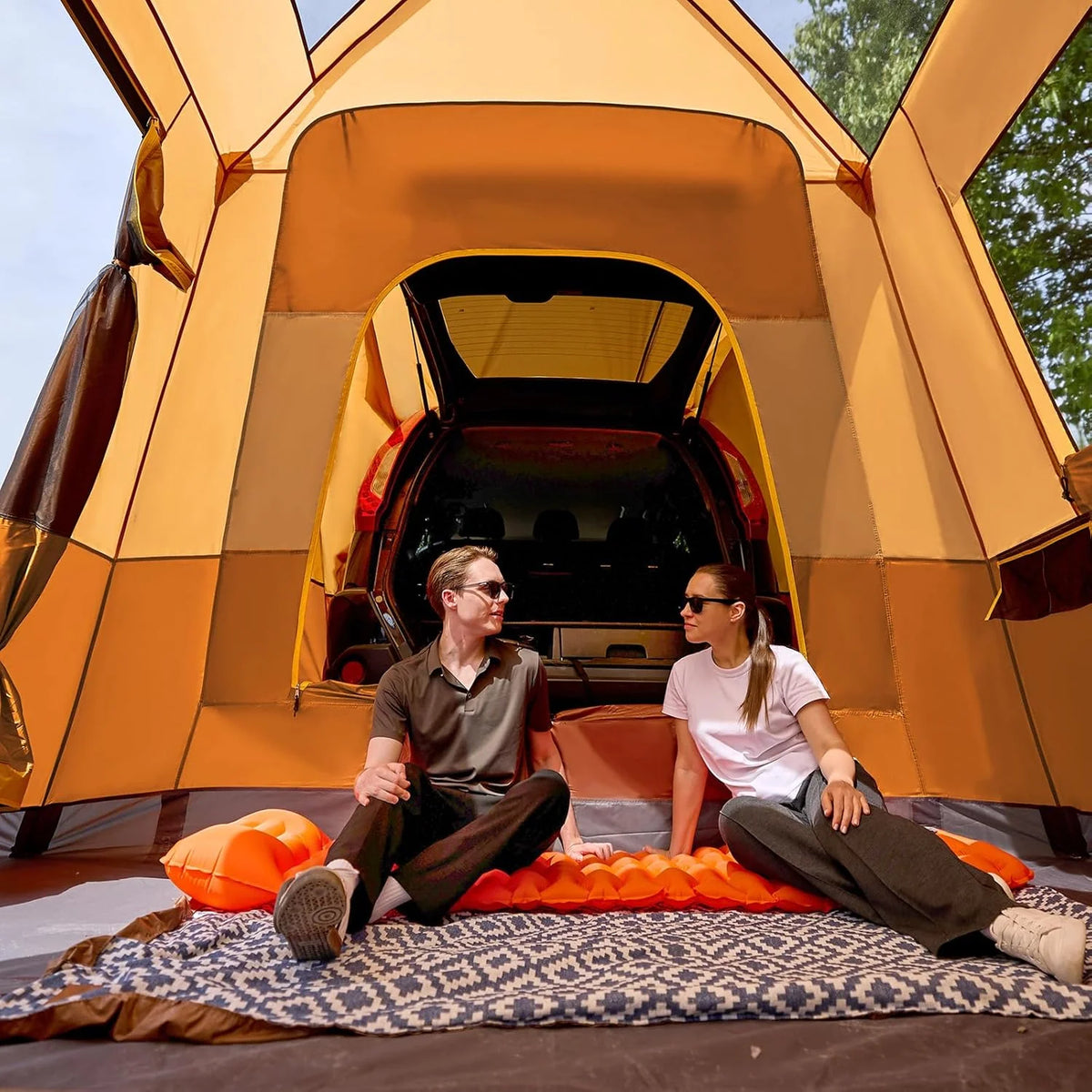 TIMBER RIDGE 5-9 Person SUV Tent with Screen Porch and Awning for Family Camping, Weather Resistant and Portable Van or Car Tent, Includes Rainfly and Storage Bag, 13' W X 10' L X 7.1' H