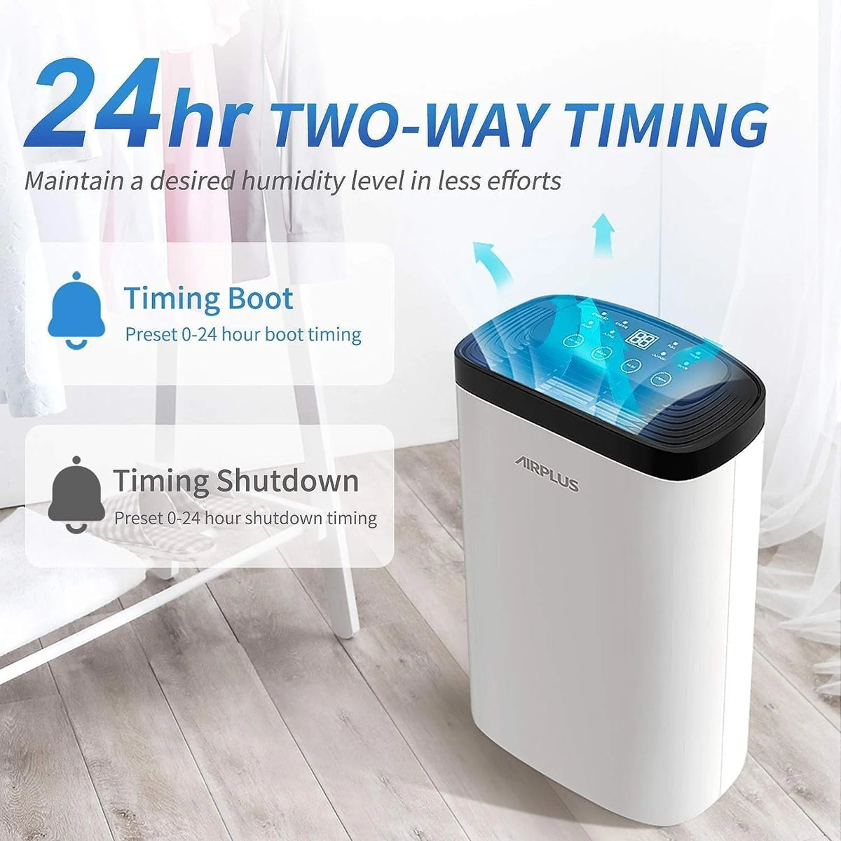 AIRPLUS 1,500 Sq. Ft Dehumidifier for Basement, 30 Pints Powerful Dehumidifier for Home, Large Rooms, Bedrooms, Sufficient Capacity Water Tank with Drain Hose (AP1907)