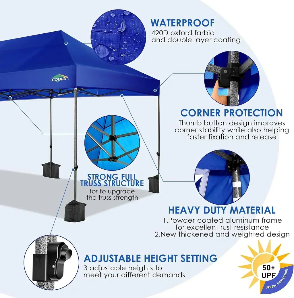COBIZI 10x20 Heavy Duty Pop up Canopy Tent 6 sidewalls Commercial Canopy Wedding Party Tents
