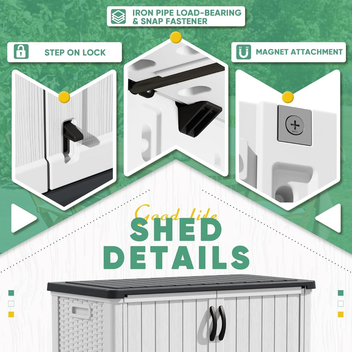 Devoko Outdoor Storage Cabinet 26 Cu Ft with Lockable Doors, Horizontal Storage Shed Waterproof Patio Tools Storage Box