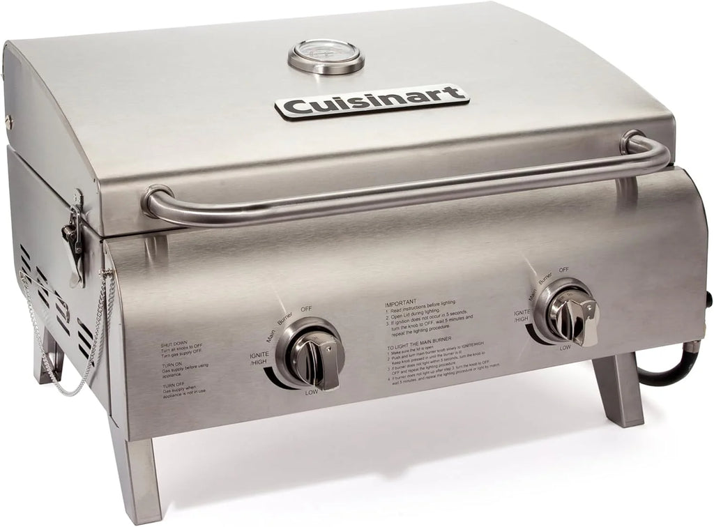 Cuisinart Chef's Style Tabletop Portable Propane Grill 20,000 BTU Stainless Steel Gas Grill