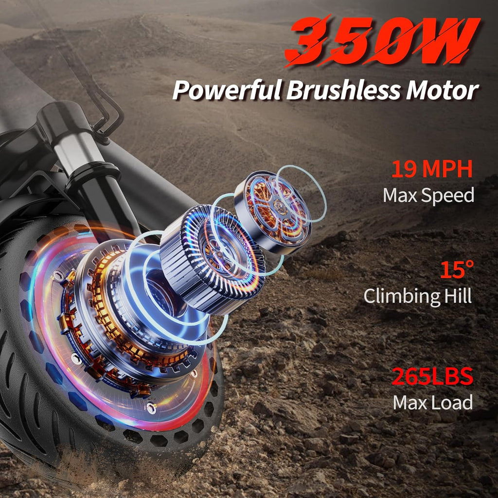 Electric Scooter, 350W/500W Motor, Top Speed 19/22 mph, Max 16/23/28Miles Ranges, Foldable E Scooter for Adults