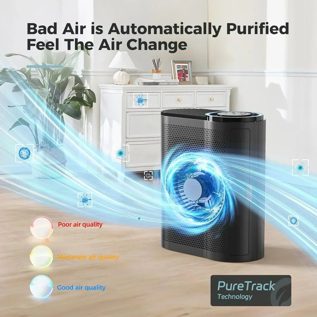 Home air purifier equipped with air quality sensor