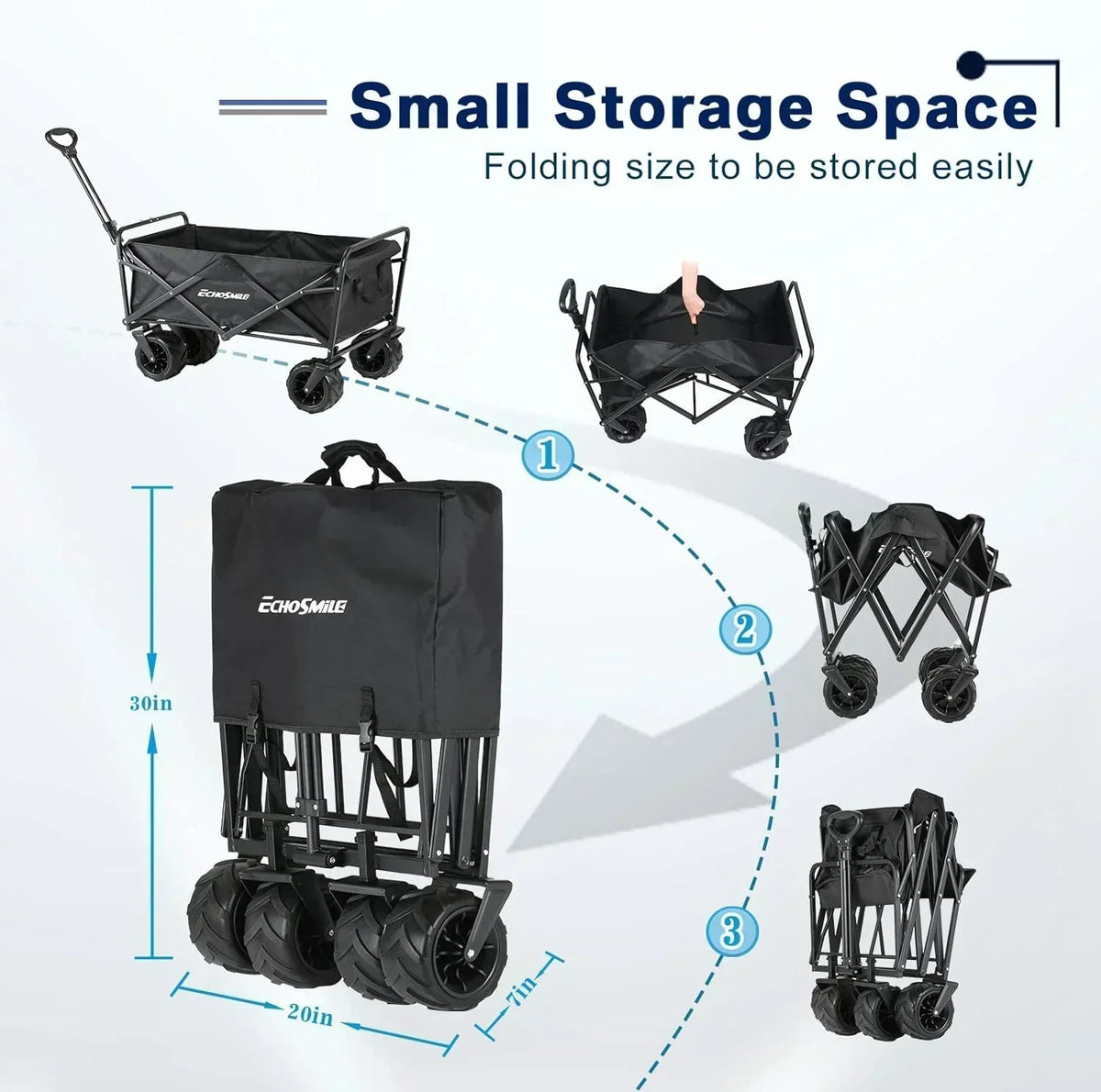 Heavy Duty 350 lb Capacity Foldable Caravan Outdoor Folding Camping Caravan Portable Grocery Cart