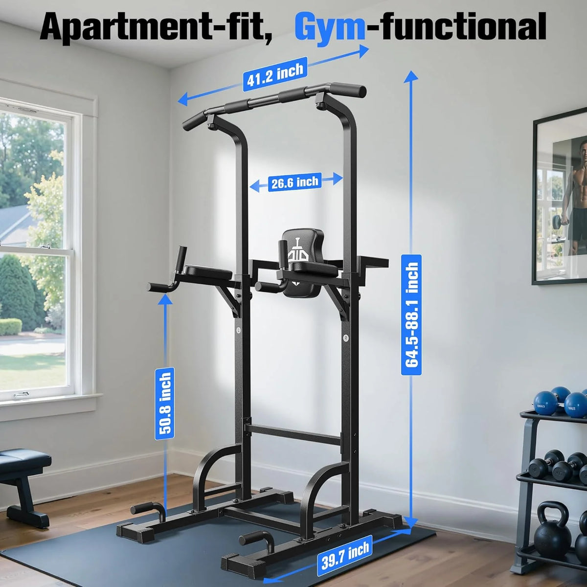 Sportsroyals Power Tower Pulp Up Bar Station, 450 lbs stable suspended immersion tilt station