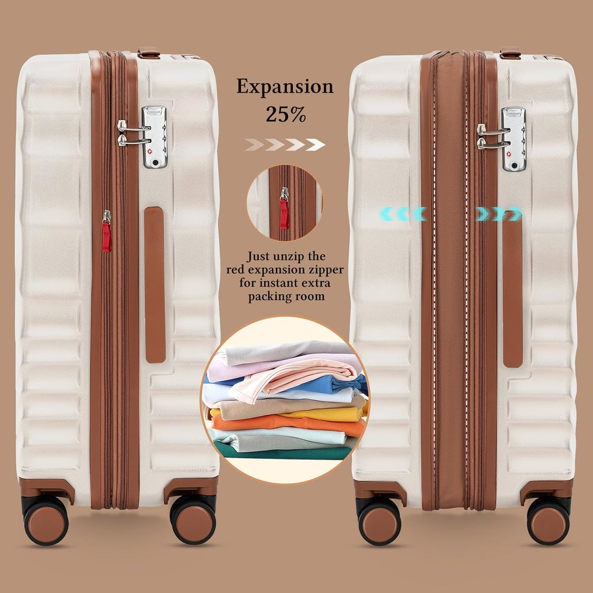 5 piece luggage set expandable suitcase 22x14x9 aviation certified durable waterproof travel set