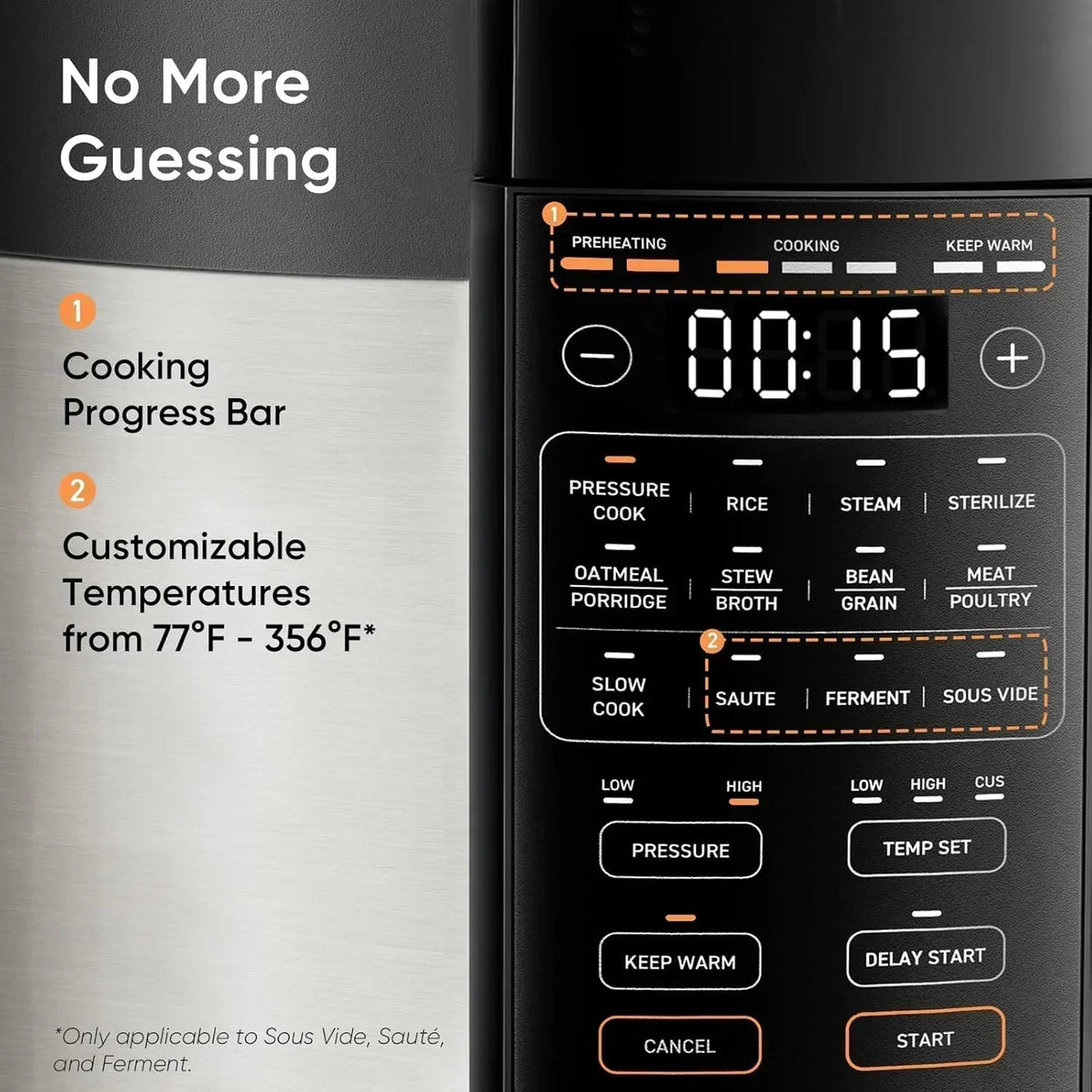 COSORI 6-Quart Stainless Steel Pressure Cooker Multi-Function Cooker with Ceramic Inner Pot