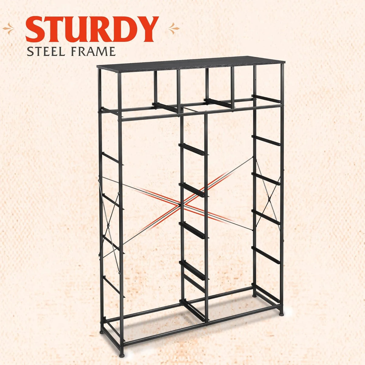 WLIVE Storage Organizer Unit with 13 Fabric Bins, Storage Drawers Organizer with Steel Frame, Tall Storage Tower Organizaton for Living Room, Hallway, Office, Charcoal Black