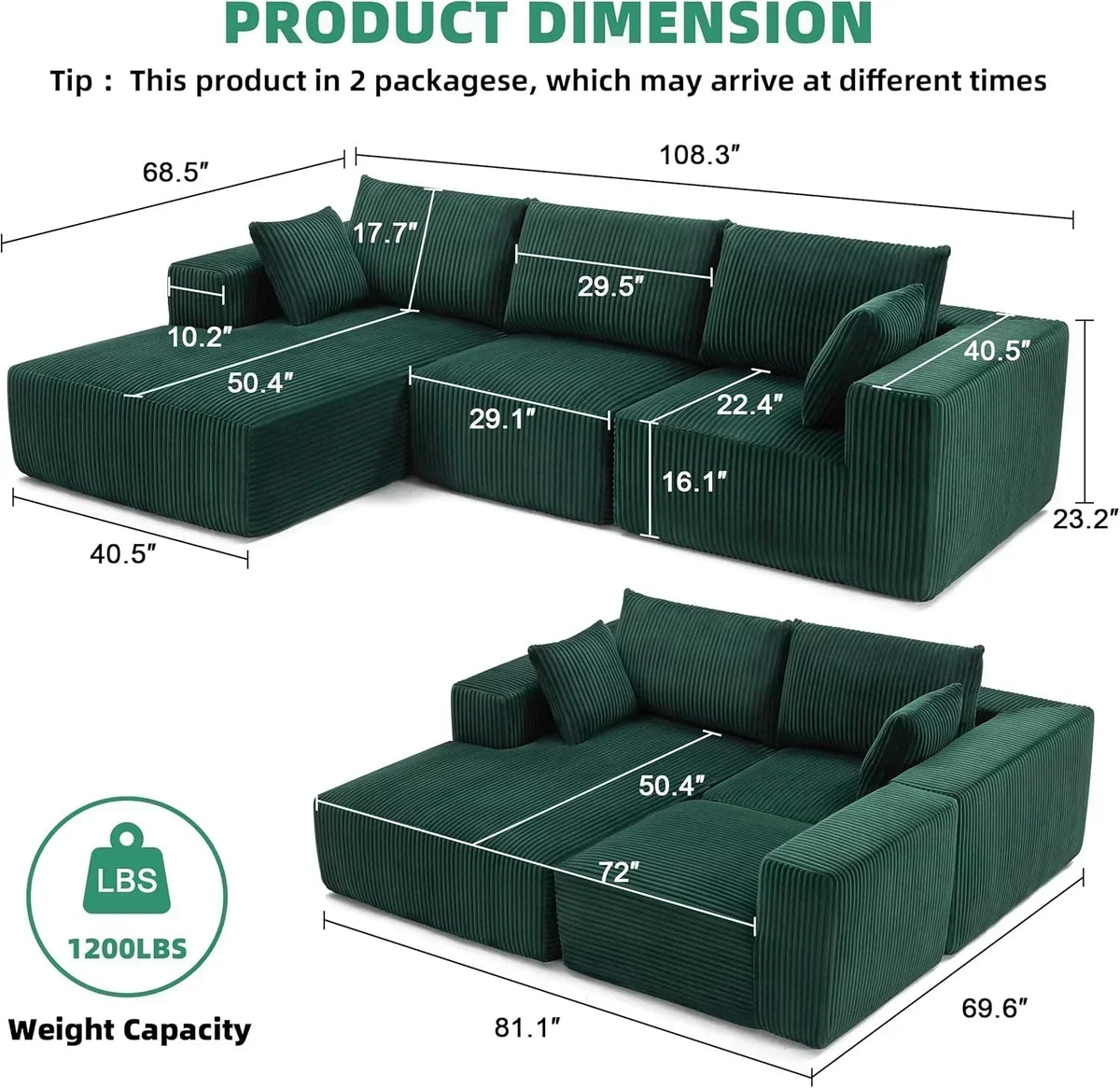 108 inch sectional sofa cloud sectional sofa with deep seat modern sectional L shaped sofa