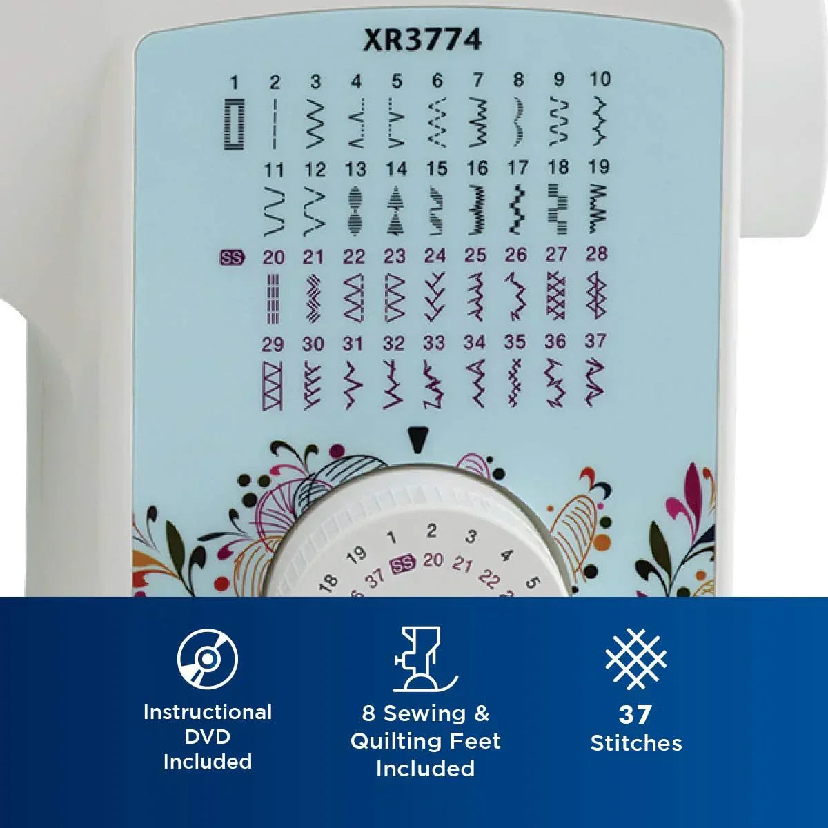 Sewing and Quilting Machine XR3774 37 Built-in Stitches Includes 8 Sewing Feet