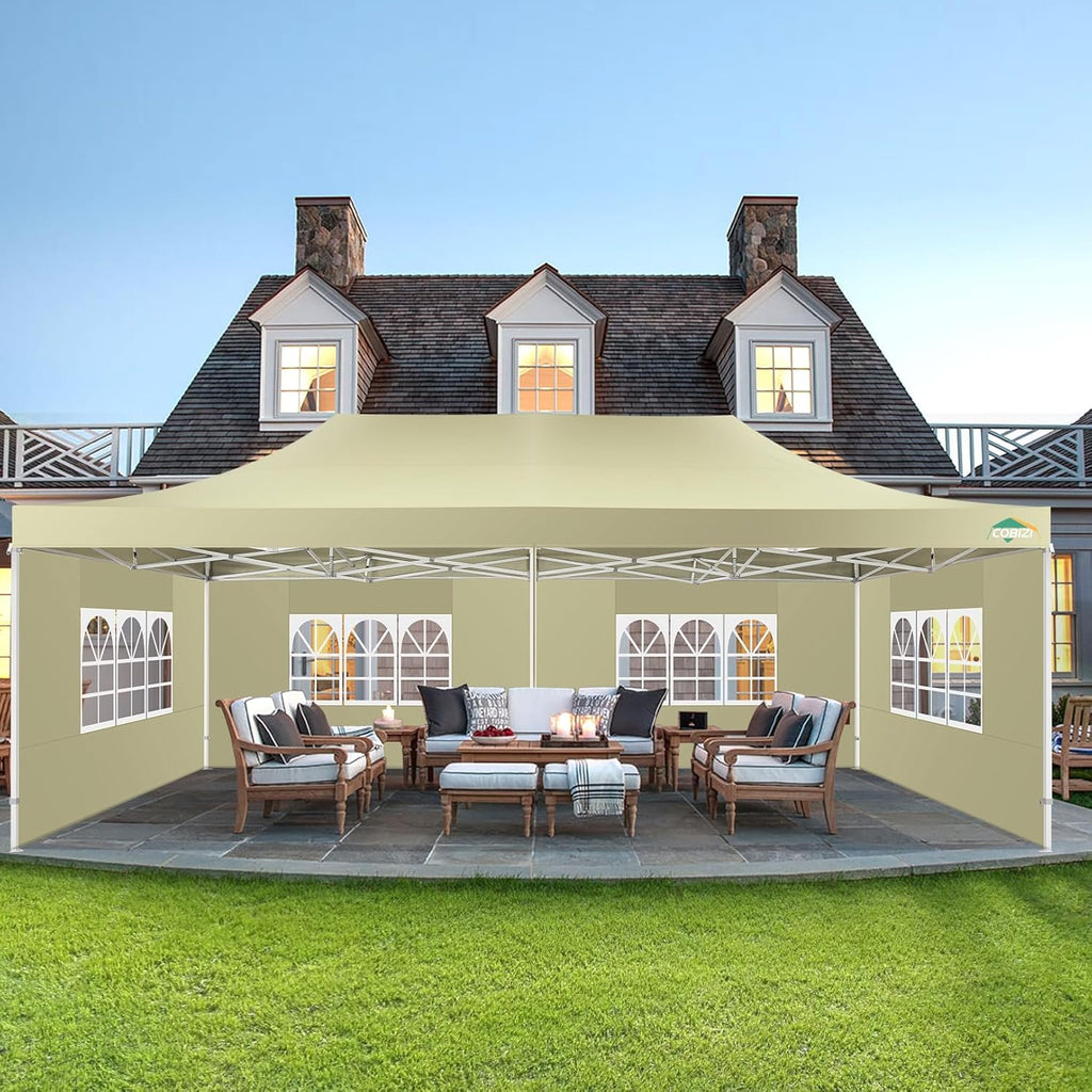COBIZI 10x20 Heavy Duty Pop up Canopy Tent 6 sidewalls Commercial Canopy Wedding Party Tents