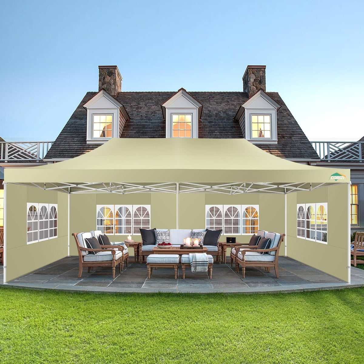 COBIZI 10x20 Heavy Duty Pop up Canopy Tent 6 sidewalls Commercial Canopy Wedding Party Tents