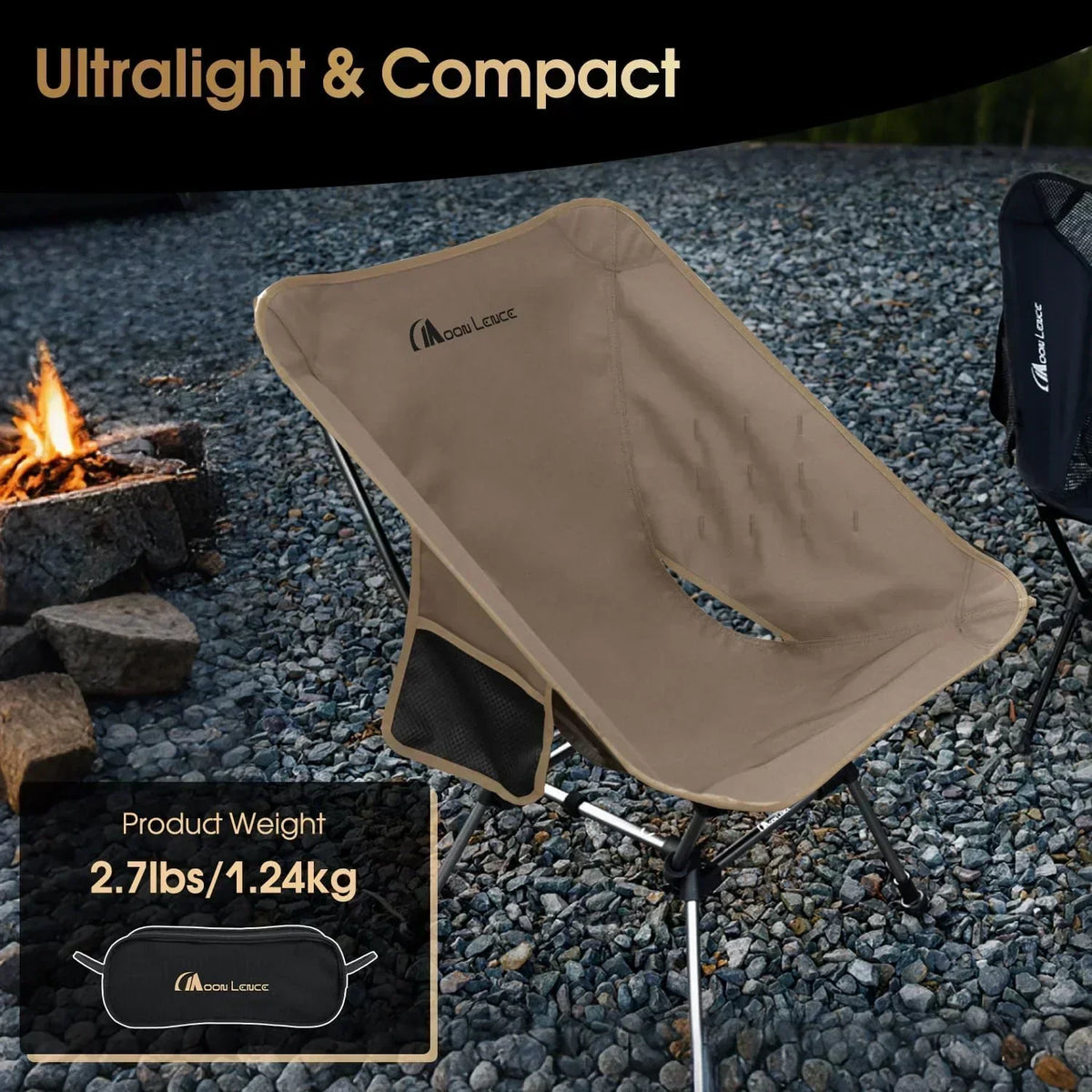 Portable Camping Chair Plus Folding Chair for Backpacking and Hiking