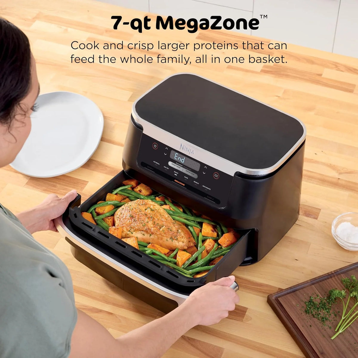 Ninja Foodi 10QT 6-in-1 DualZone Smart XL Air Fryer, 2 Independent 5QT Baskets, Smart Cook Thermometer, Match Cook, Smart Finish, Air Fry, Roast, Bake, Dehydrate, Reheat, Grey, DZ550