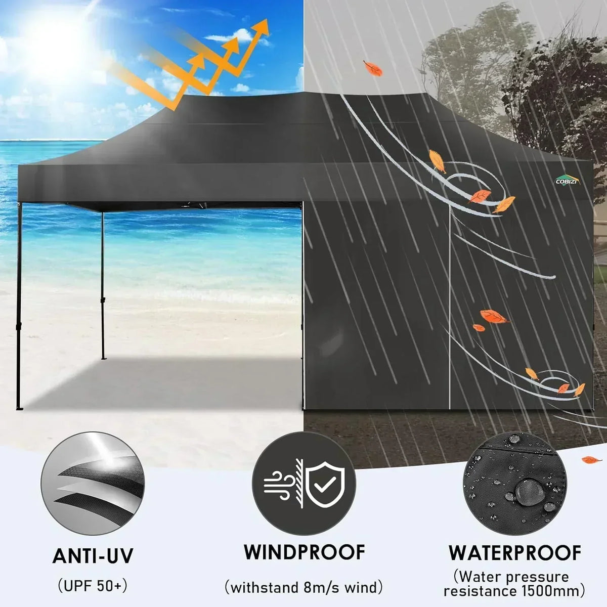 COBIZI 10x20 Heavy Duty Pop up Canopy Tent 6 sidewalls Commercial Canopy Wedding Party Tents