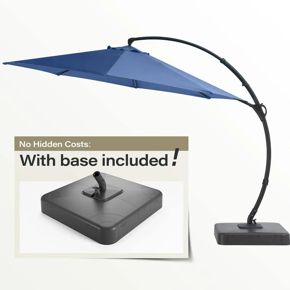 LAUSAINT HOME Outdoor Patio Umbrella with Base included 11 FT Deluxe Curvy Cantilever Umbrella