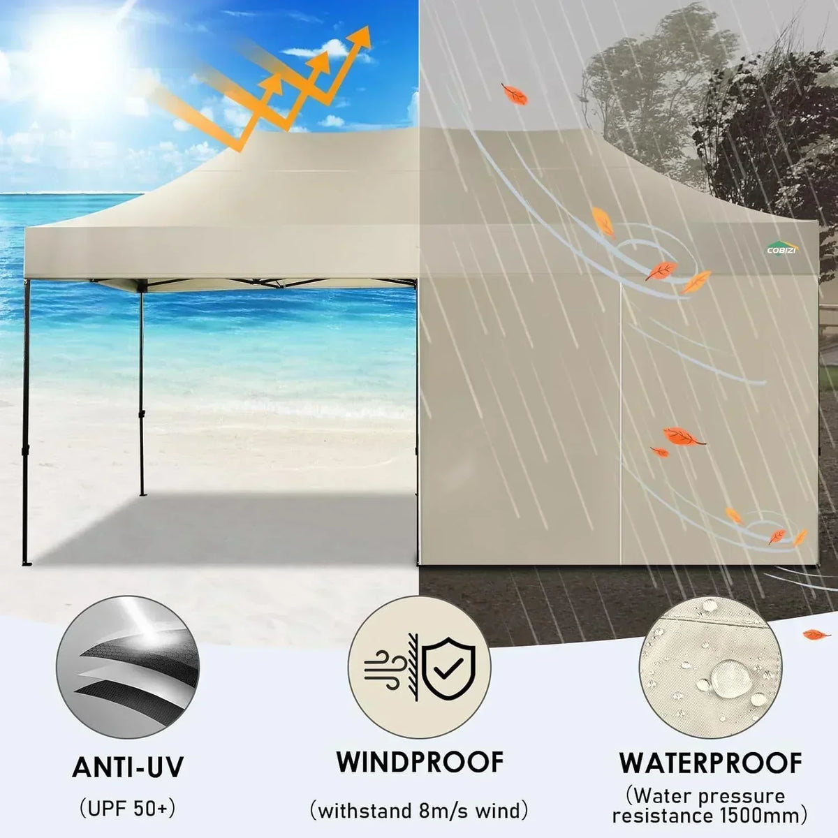 COBIZI 10x20 Heavy Duty Pop up Canopy Tent 6 sidewalls Commercial Canopy Wedding Party Tents
