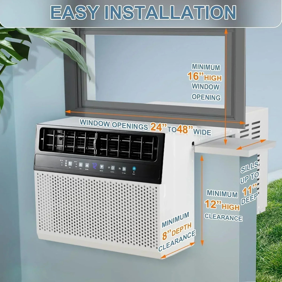 Antarctic Star 12,000 BTU U-Shaped Window Air Conditioner Unit Cools up to 550 Sq.Ft. with 6 Modes