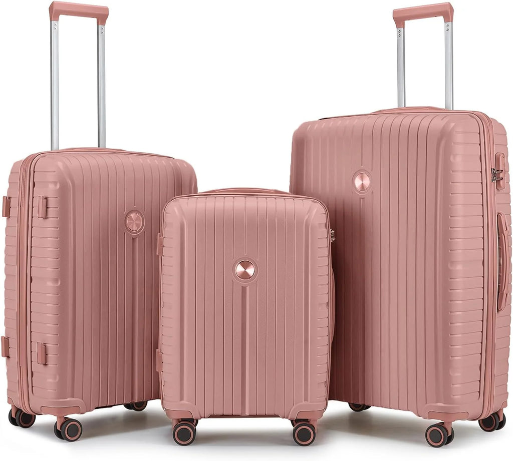 5-piece PP hardshell lightweight travel carry-on luggage set with dual spinner wheels and TSA lock