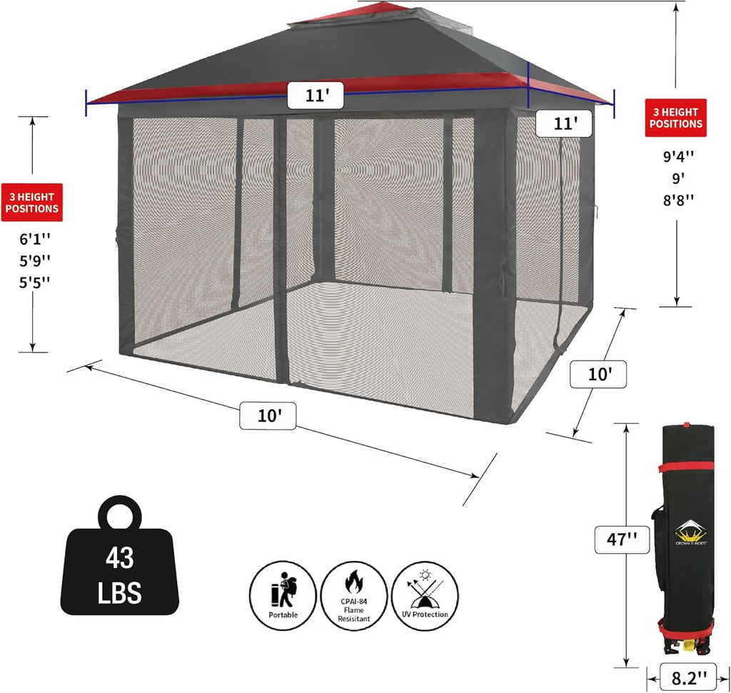 CROWN SHADES 13x13 Pop Up Gazebo Canopy Tent Gazebos on Clearance Outdoor Gazebo