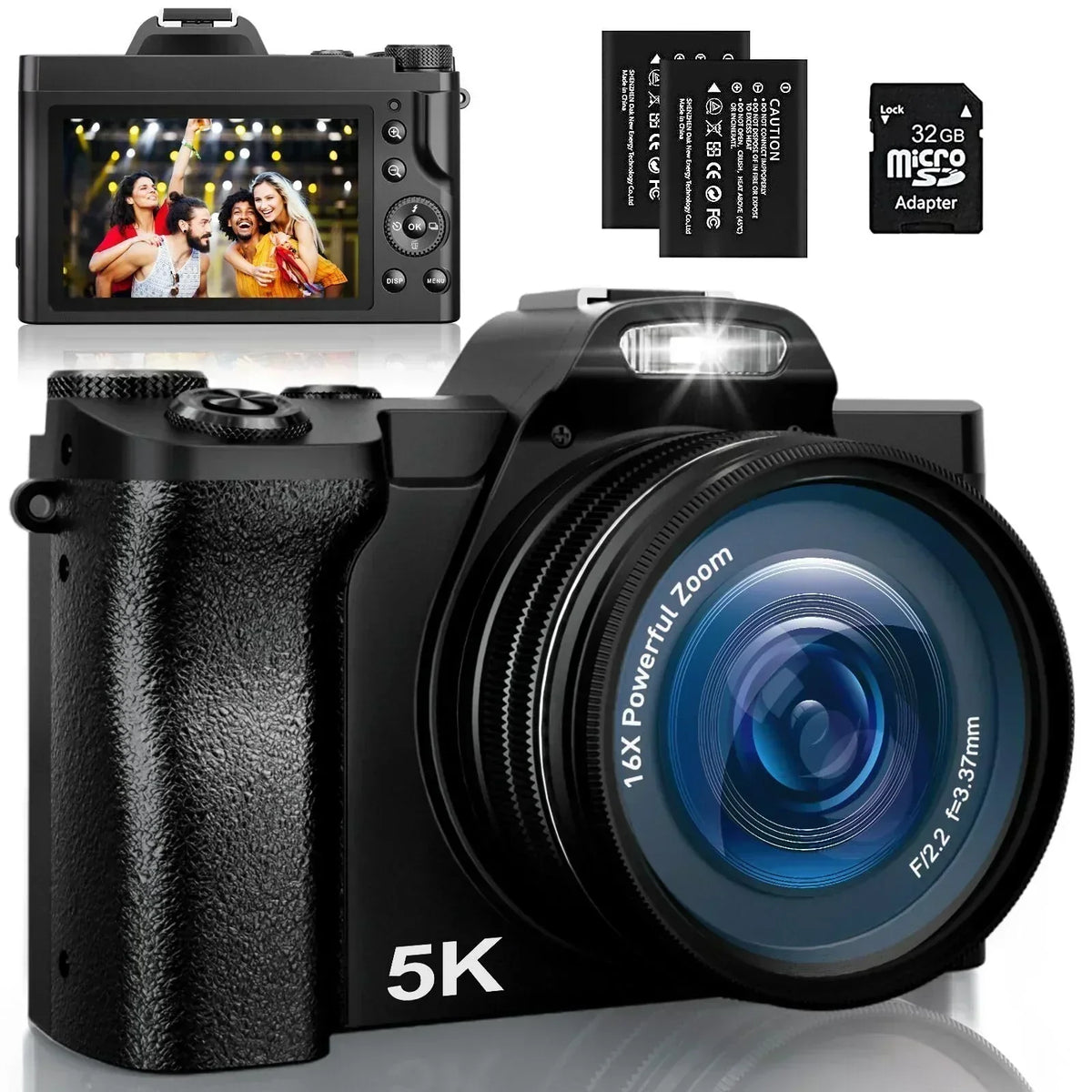 5K Digital Camera WiFi Vlogging Camera with 32G SD Card